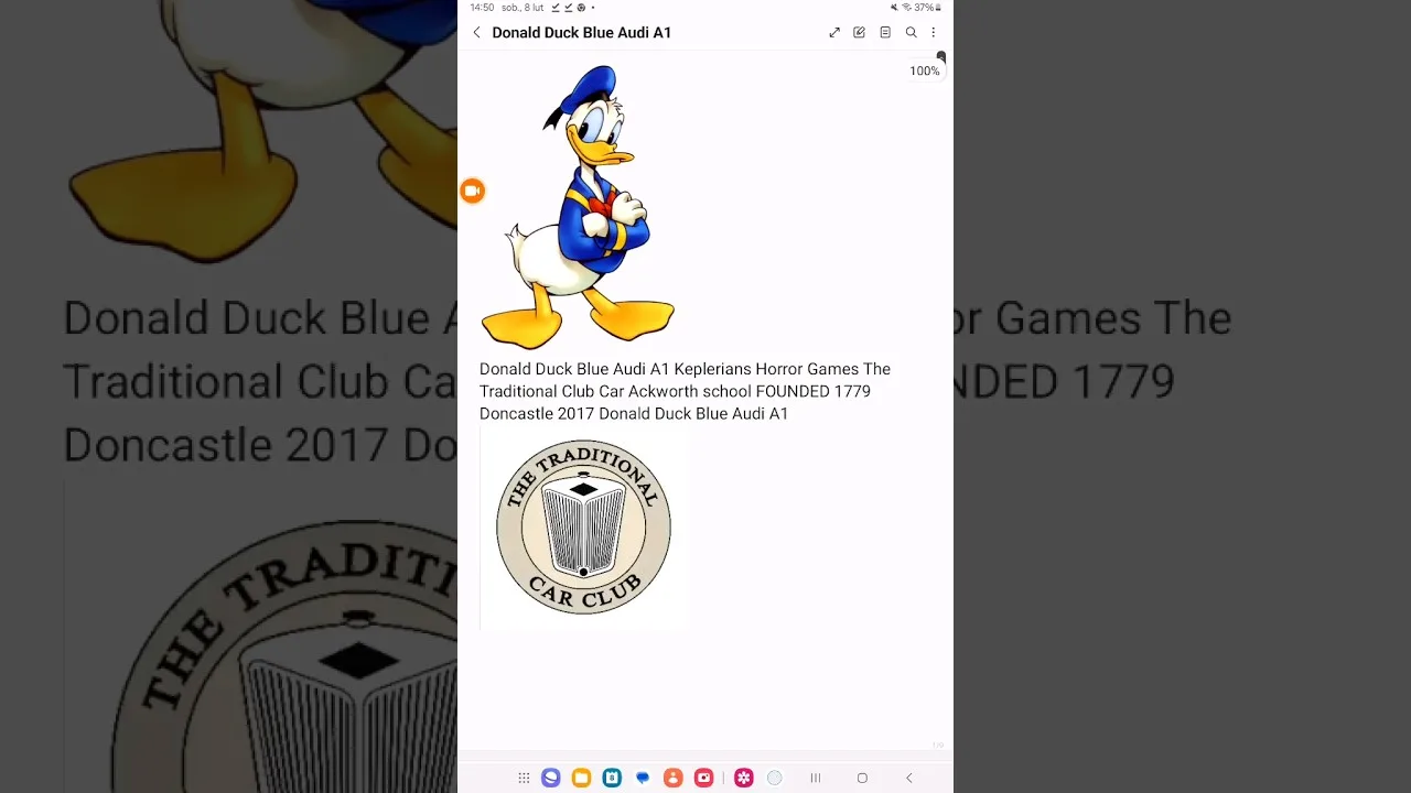 Donald duck Blue Audi A1 The Traditional Club Car Ackworth school Doncastle