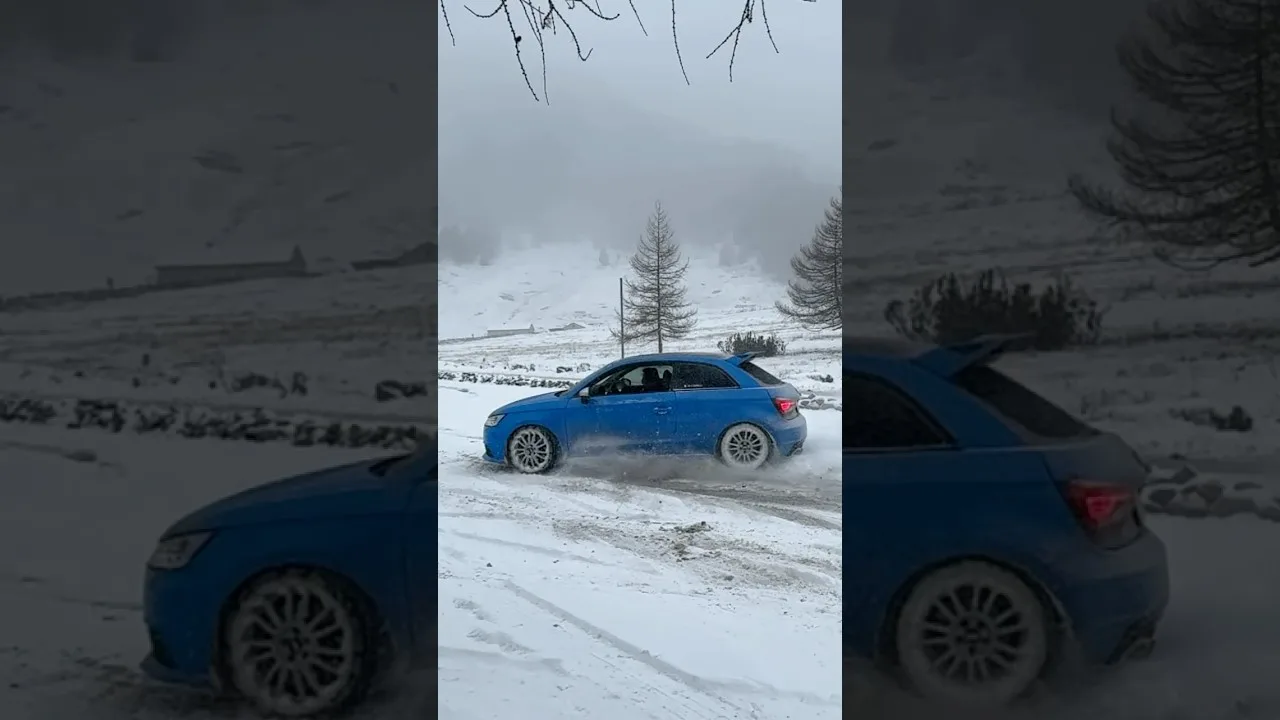 Audi S1 Quattro snow drift in Slowmotion