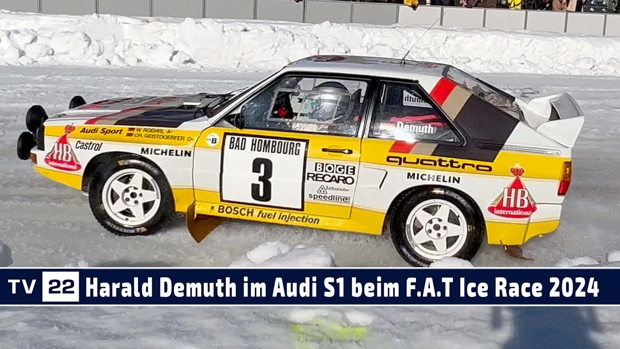 MOTOR TV22 : la légende du rallye Harald Demuth dans l’Audi S1 ​​​​​​à la FAT Ice Race à Zell am See 2024
