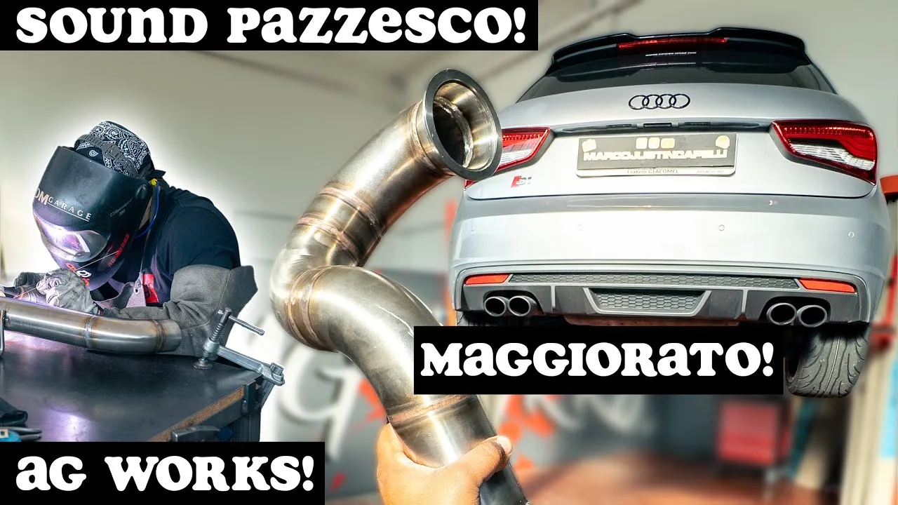 UN ECHAPPEMENT CRIANT SUR L’AUDI S1 2.0 TFSI ! Tuyau de descente de 76 mm et tuyau central Ag Works de 70 mm