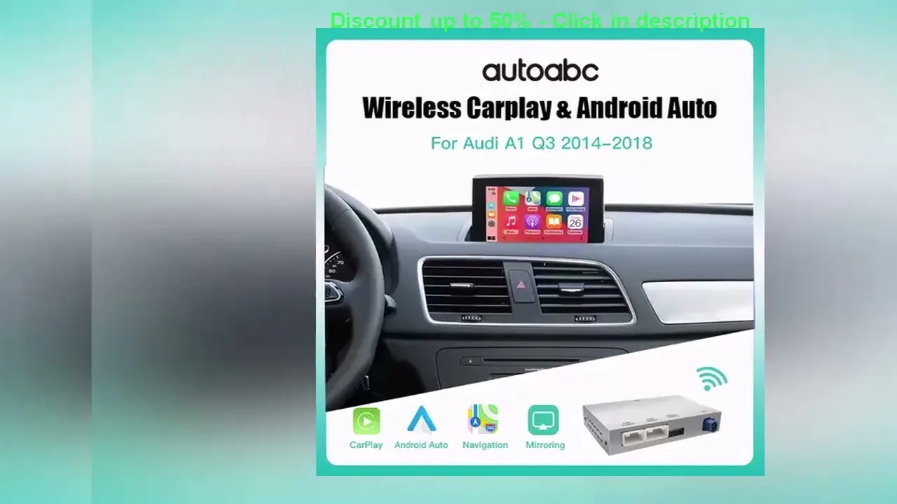 AutoABC Wireless Carplay Android Auto pour Audi A1 Q3 2014-2018 MirrorLink Airplay Arrière Caméra CA