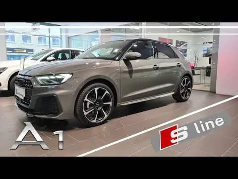 COOL Audi A1 S- line 2023 en gris Chronos avec toit noir Myth !