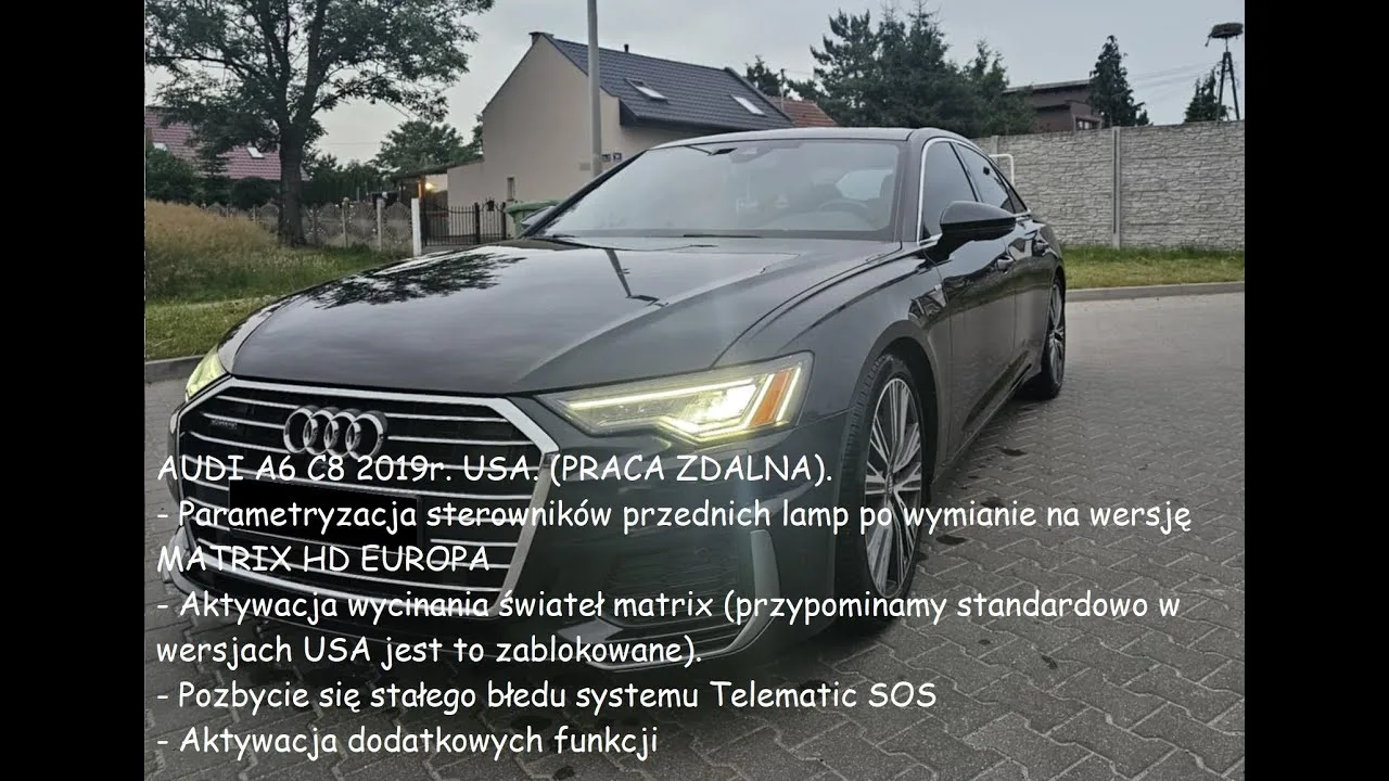 AUDI A6 C8 2019 USA Lampe de TRAVAIL À DISTANCE retrofit sur Matrix HD, découpe matricielle, activation