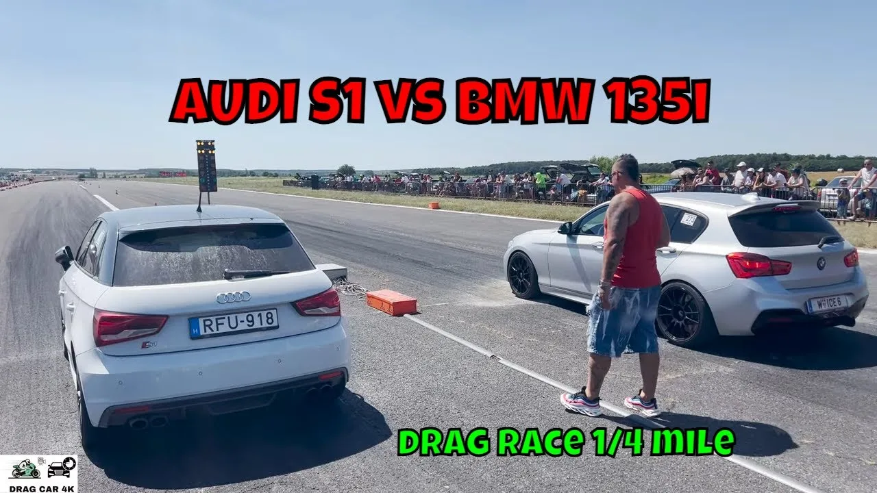 AUDI S1 2.0 TFSI Quattro contre BMW 135i course de dragsters 1/4 mile 🚦🚗 – 4K UHD
