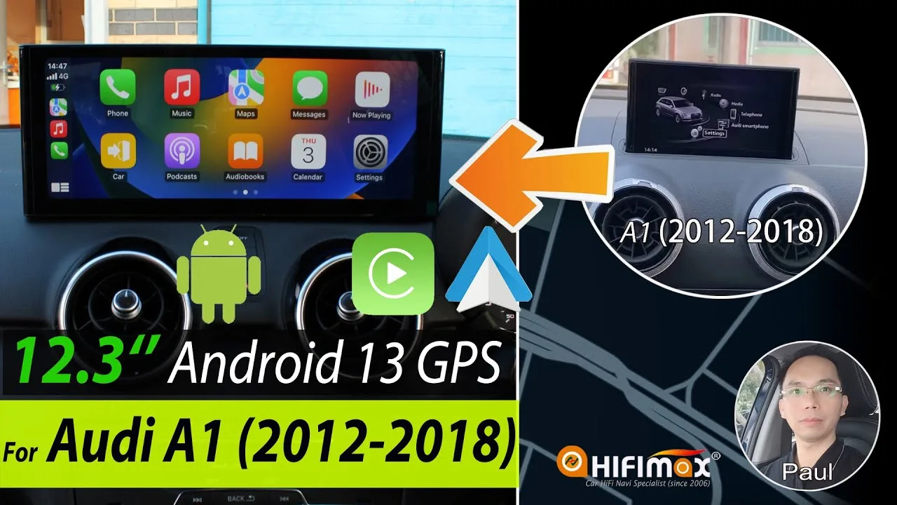 12.3 » Audi A1 Android 13 Écran de navigation GPS Apple CarPlay Android Auto | PourAudi A1 2012-2018