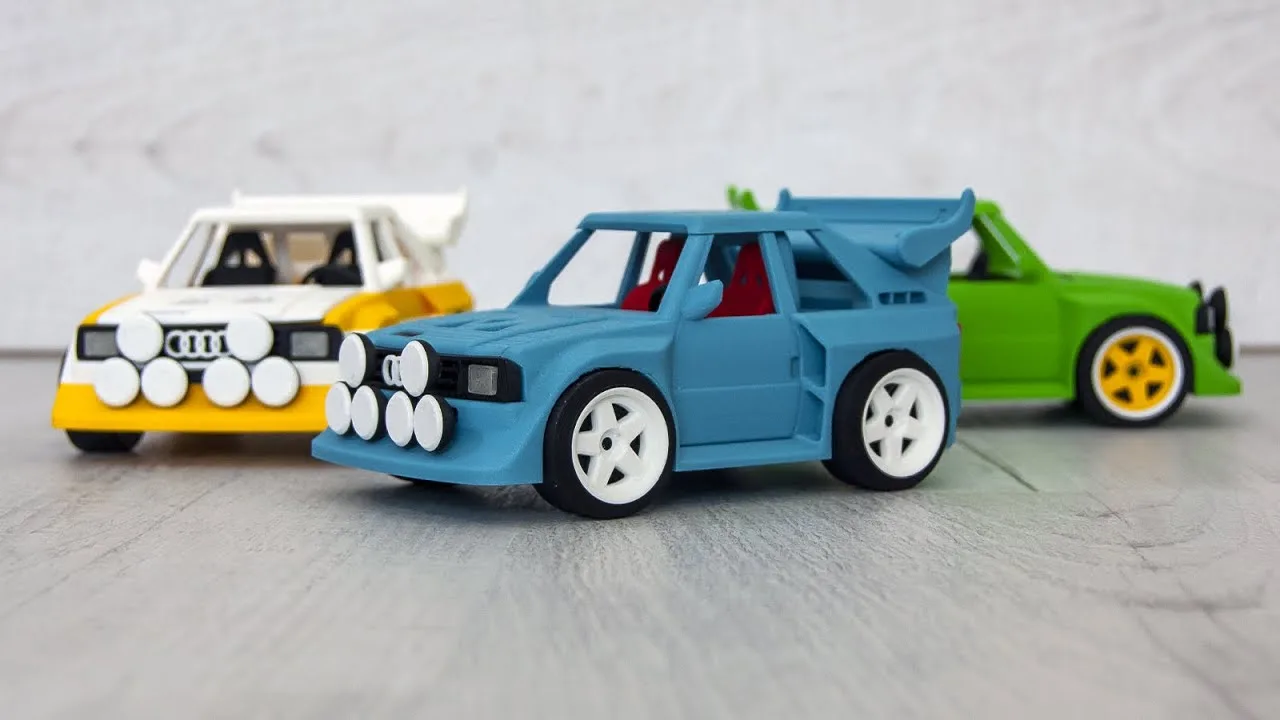 Modèle de rallye Audi Quattro S1 imprimé 3D dans un style de dessin animé