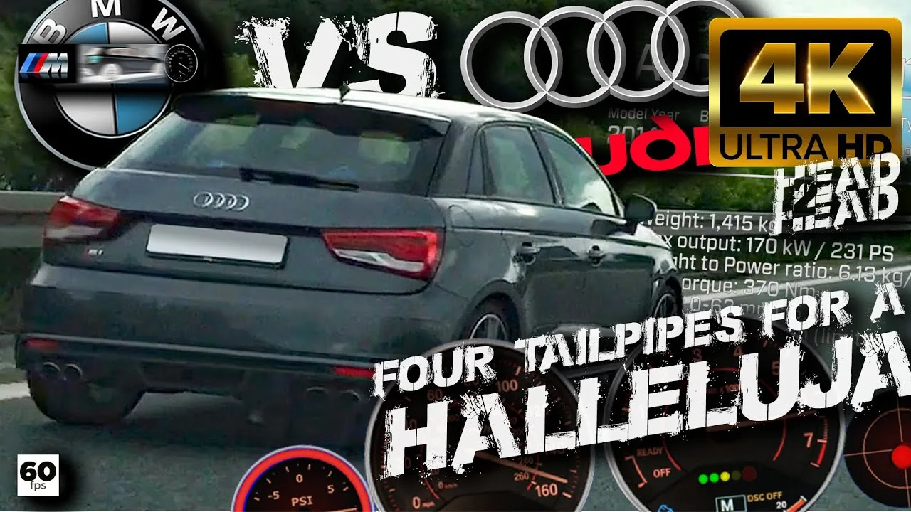 Méchant Audi S1 ​​​​Sportback contre BMW M135i +100-250 Autobahn DriveAnalyser RaceRender Youtube [4k]