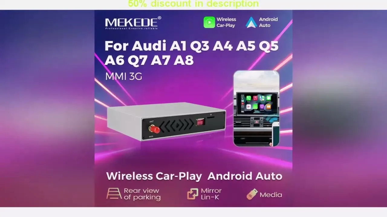 Les derniers produits que vous devez connaître! Adaptateur automatique Android Mekede Wireless pour Audi A1 Q3 A4 A7 A8 MMI