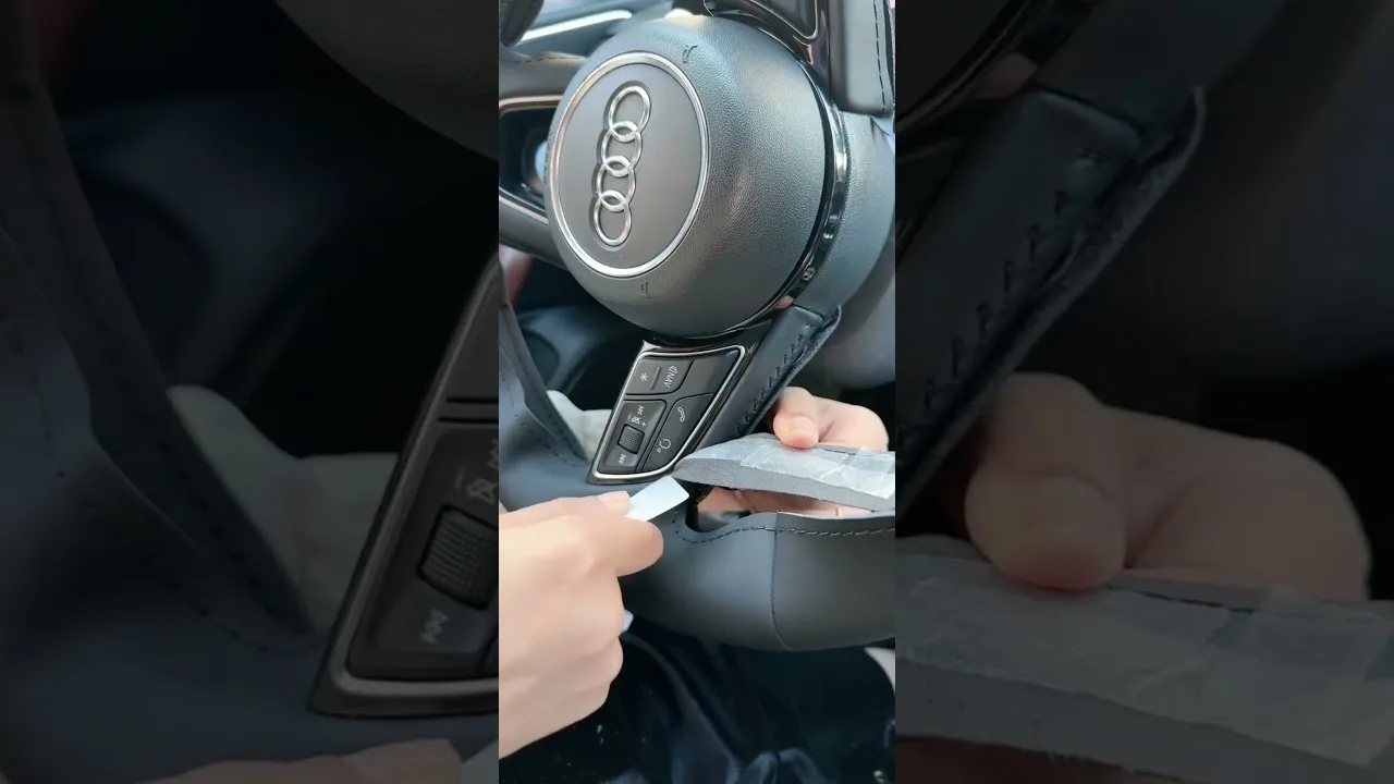 Steering Wheel Cover for Audi A1 🪡 #car #automobile #interiordesign #diy #installation #tutorial