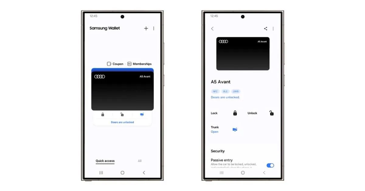 Samsung Wallet déploie la prise en charge de la clé numérique pour les véhicules Audi