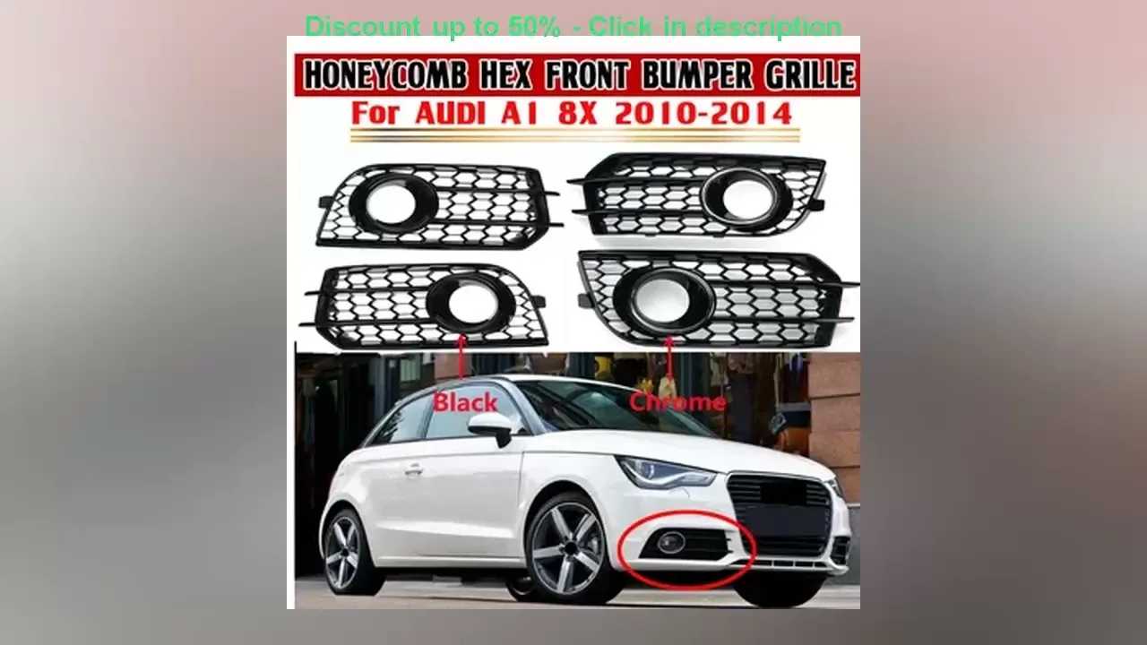 2x Honeycomb Mesh Fog Light Lampe Couvercle Fog Light Piglle pour Audi A1 8x 2010-2014 Bumper avant G