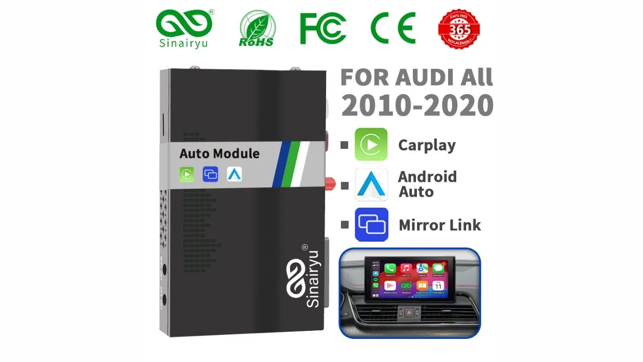 Revoir Sinairyu Wireless CarPlay pour Audi A1 A3 A4 A5 A6 A7 A8 Q2 Q3 Q5 Q7 S4 S5 2025