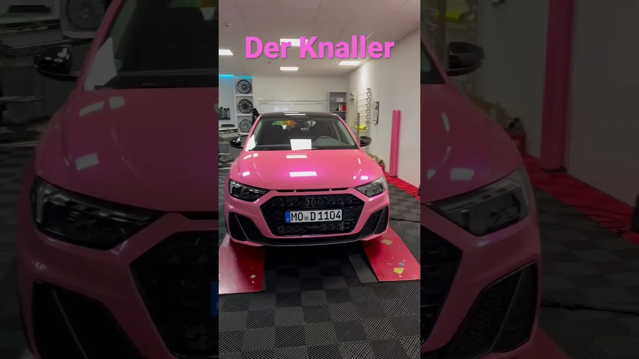 Emballage de l’Audi A1 en rose #vinyl #carwrap #viralvideo #fyp #foil #audi