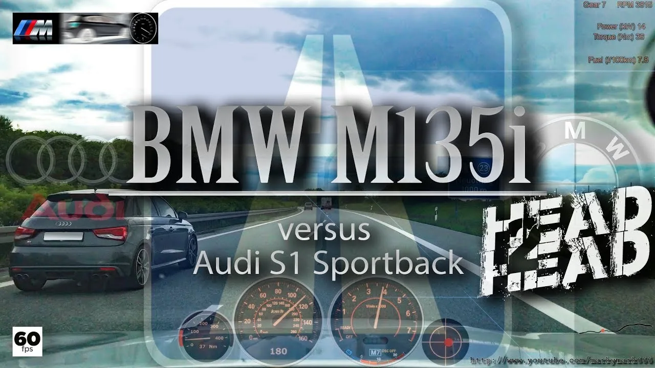 Nasty Audi Bags Audi S1 ​​Sportback vs BMW M135I + 100-250 AutoBahn Drive Analyses Racing Ends