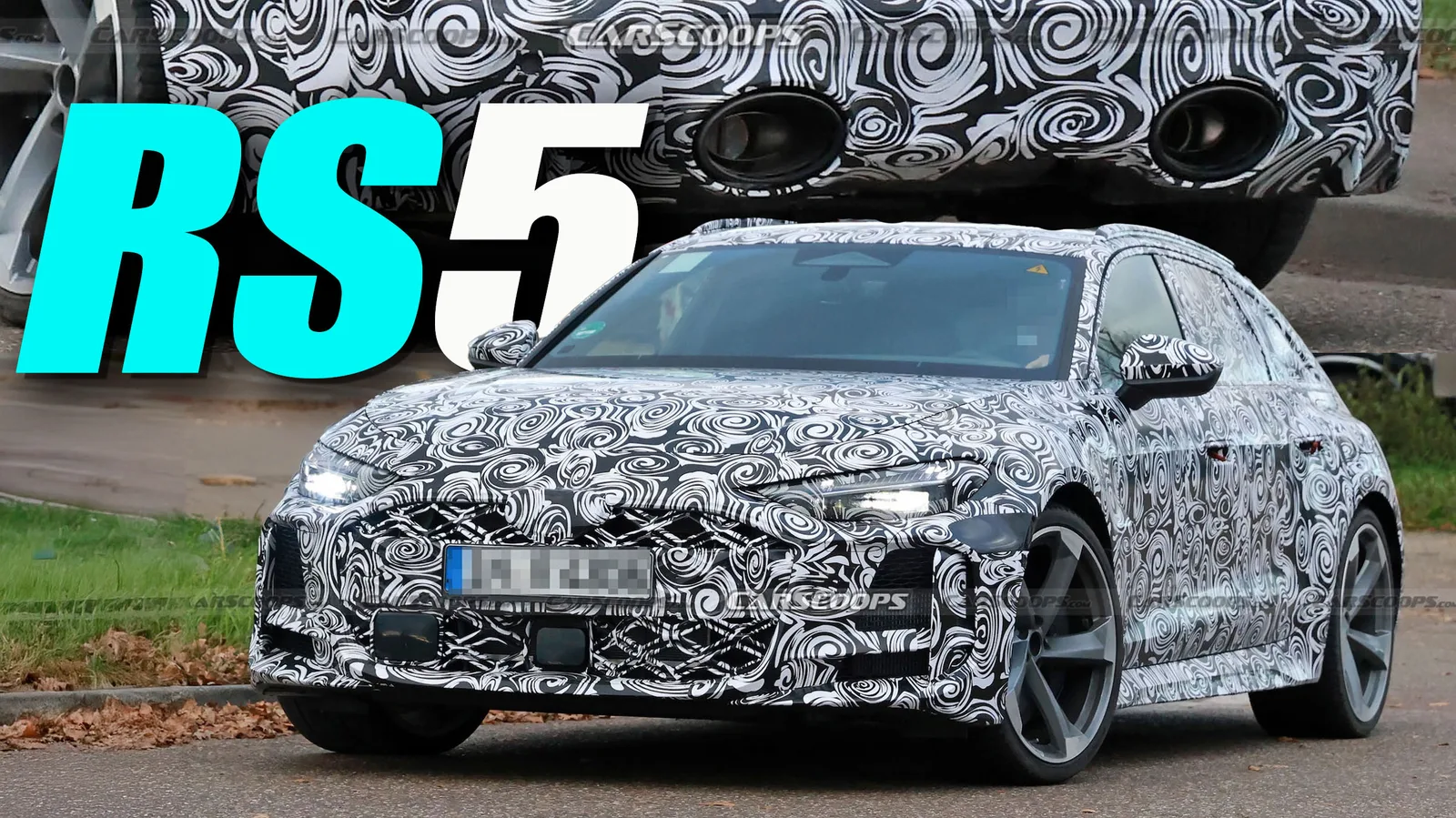 L’Audi RS5 Avant 2026 présente les grosses sorties d’échappement ovales du moteur hybride