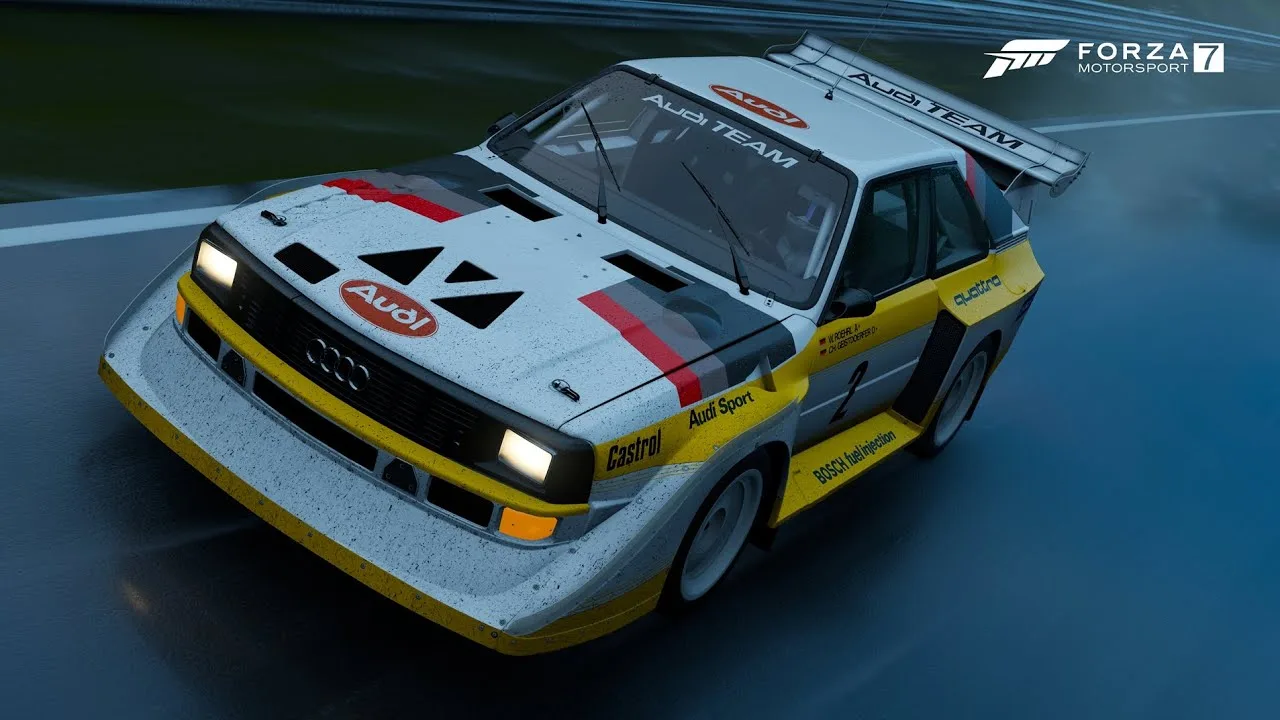1986 Audi # 2 Quattro S1 autour du nurburgring avec un lap humide Forza Motorsport 7