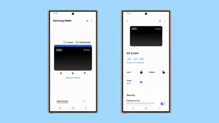 Samsung Wallet obtient une clé de voiture numérique pour certaines voitures Audi
