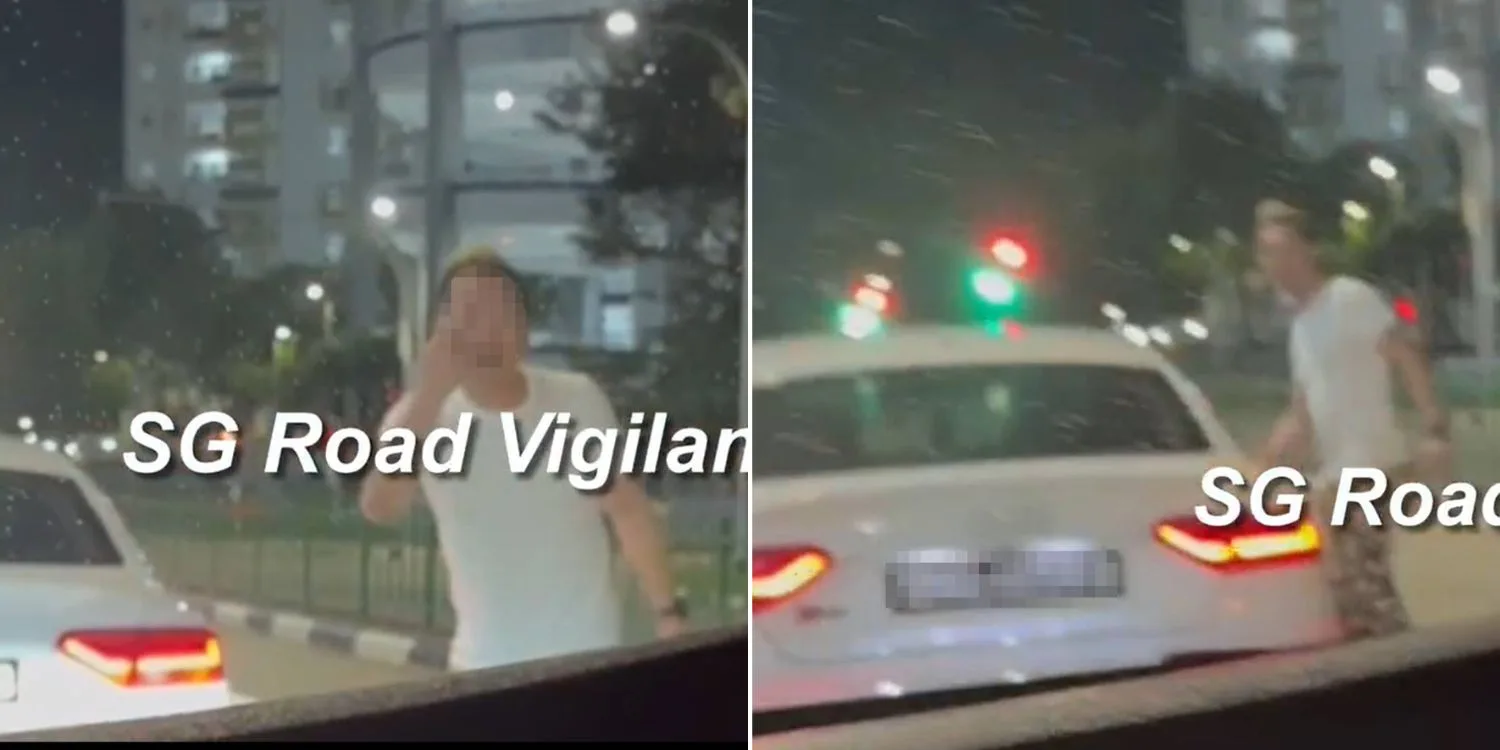 Un conducteur d’Audi à Bedok crie après une voiture avec des « feux stop brillants », il s’agirait de la même personne qui avait précédemment claqué le pare-brise du bus