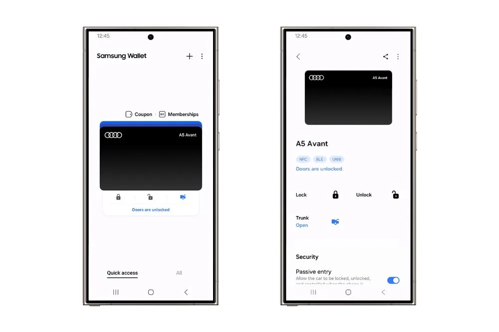 Les clés numériques Audi fonctionneront bientôt via Samsung Wallet.