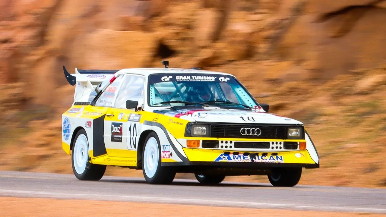 Have you seen an @Audi S1 E2 race before? #rally #hillclimbracing #pikespeak #wrc #audi #legend