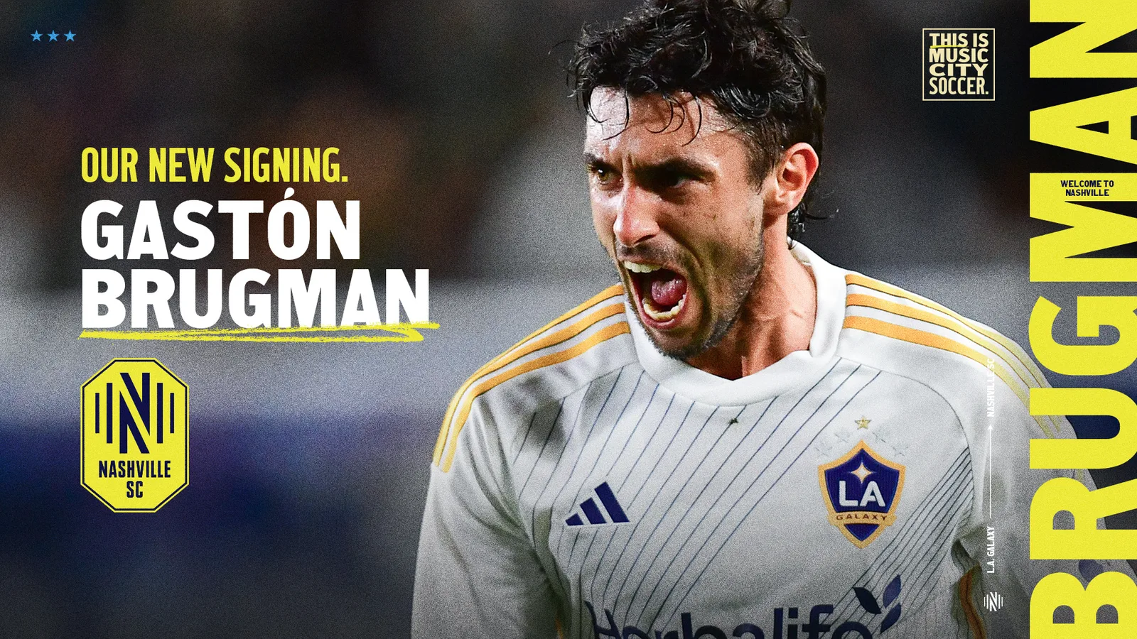 Le club de football de Nashville acquiert Gastón Brugman, MVP de la Coupe MLS Audi 2024 et jusqu’à 100 000 $ en 2026 en argent d’allocation générale du LA Galaxy en échange de Sean Davis