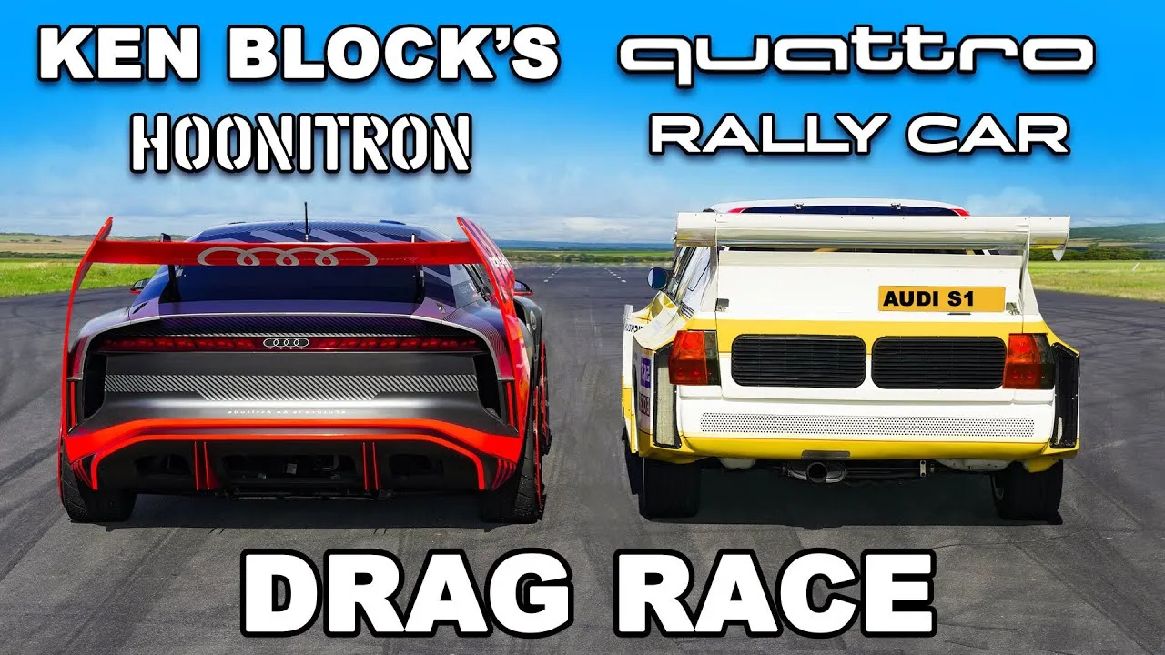 Ken Block Hoonitron contre Audi Quattro Rally Car: DRAG RACE