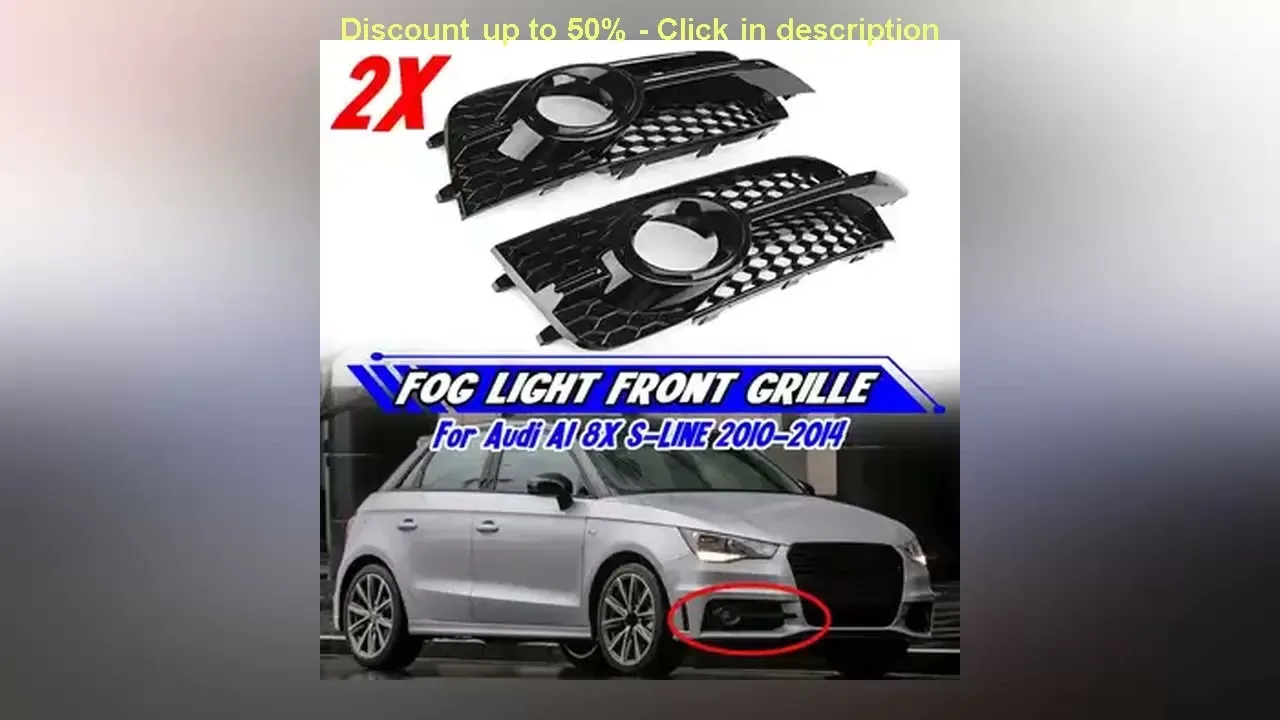 Couverture de calandre légère du pare-chocs 1pair Bumper Fog pour Audi A1 8x S-Line 2011 2012 2013 2013 Honeyc