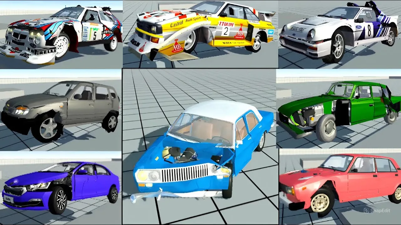 🎉MODS À CORPS SOUPLE PAS UN SIMPLE CRASH DE VOITURE : AUDI S1, NIVA, FORD RS200, LANCIA DELTA, MOSKVICH, SKODA RAPID