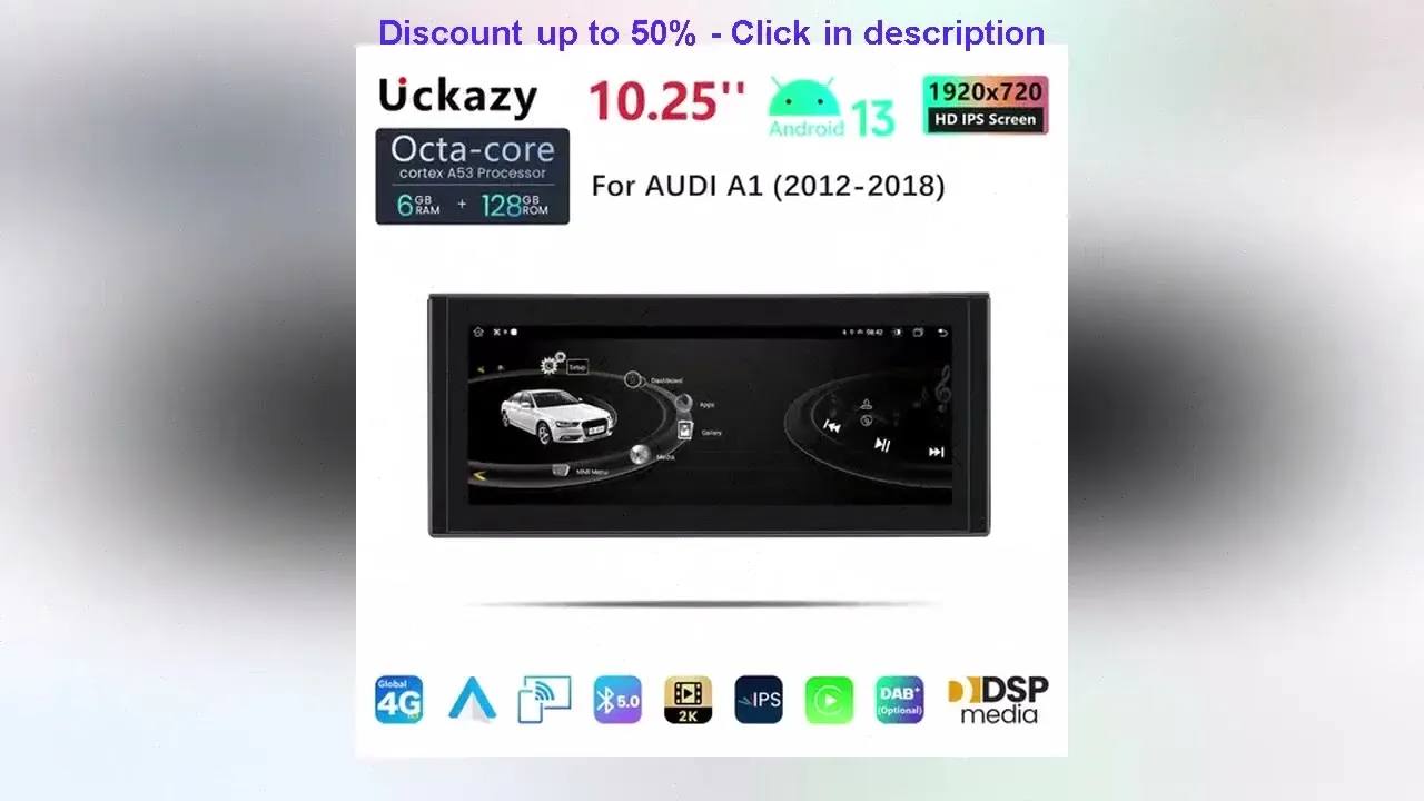 8 Core Android 13 Wireless Carplay pour Audi A1 2012-2018 Radio Video multimédia GPS Navigation S