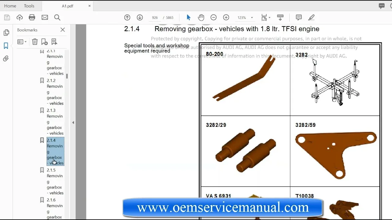 Manuel d’entretien d’atelier Audi A1 2023 PDF