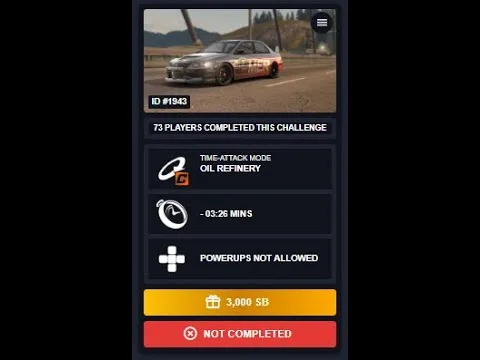 NFS World (NRZ) – RAFFINERIE DE PÉTROLE – 03:22.882 – AUDI A1 CLUBSPORT QUATTRO