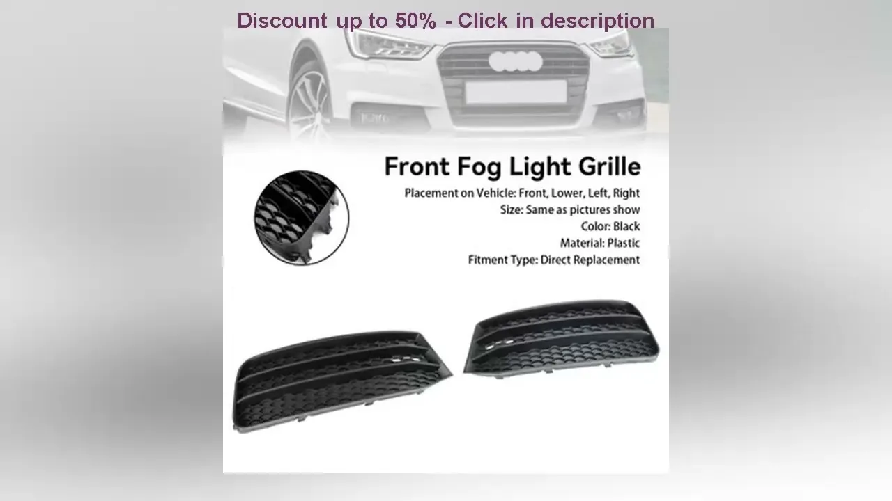 Artudatech 2pcs Bumper avant de couverture lumineuse de brouillard grille ajustement pour Audi A1 8x 2015-2018