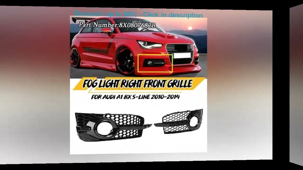 Pour Audi A1 8x S-Line 2011 2012 2013 2013 2014 Couverture de calandre de brouillard de pare-chocs avant 1pair Honeyc