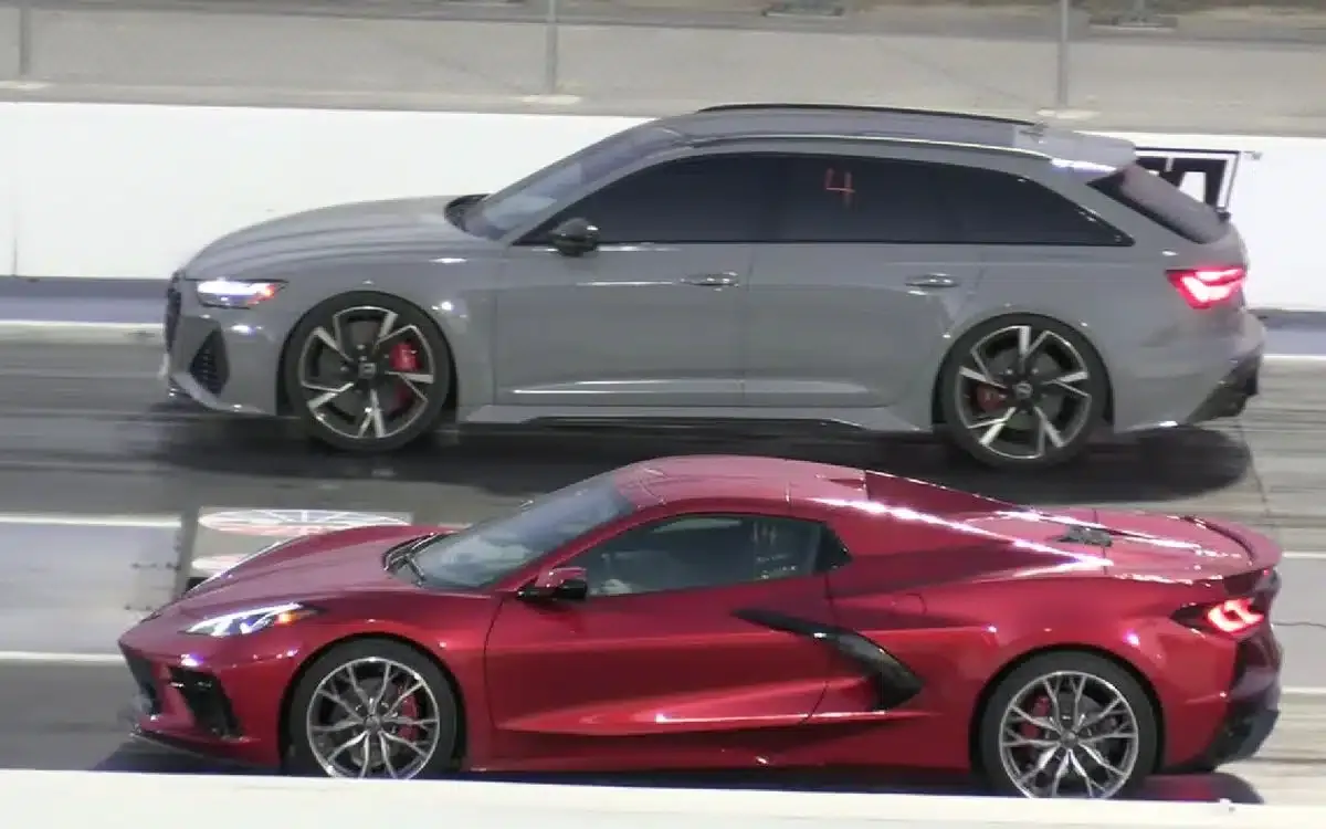 Corvette C8 contre Audi RS 6 Avant dans une course de dragsters avec une touche d’originalité