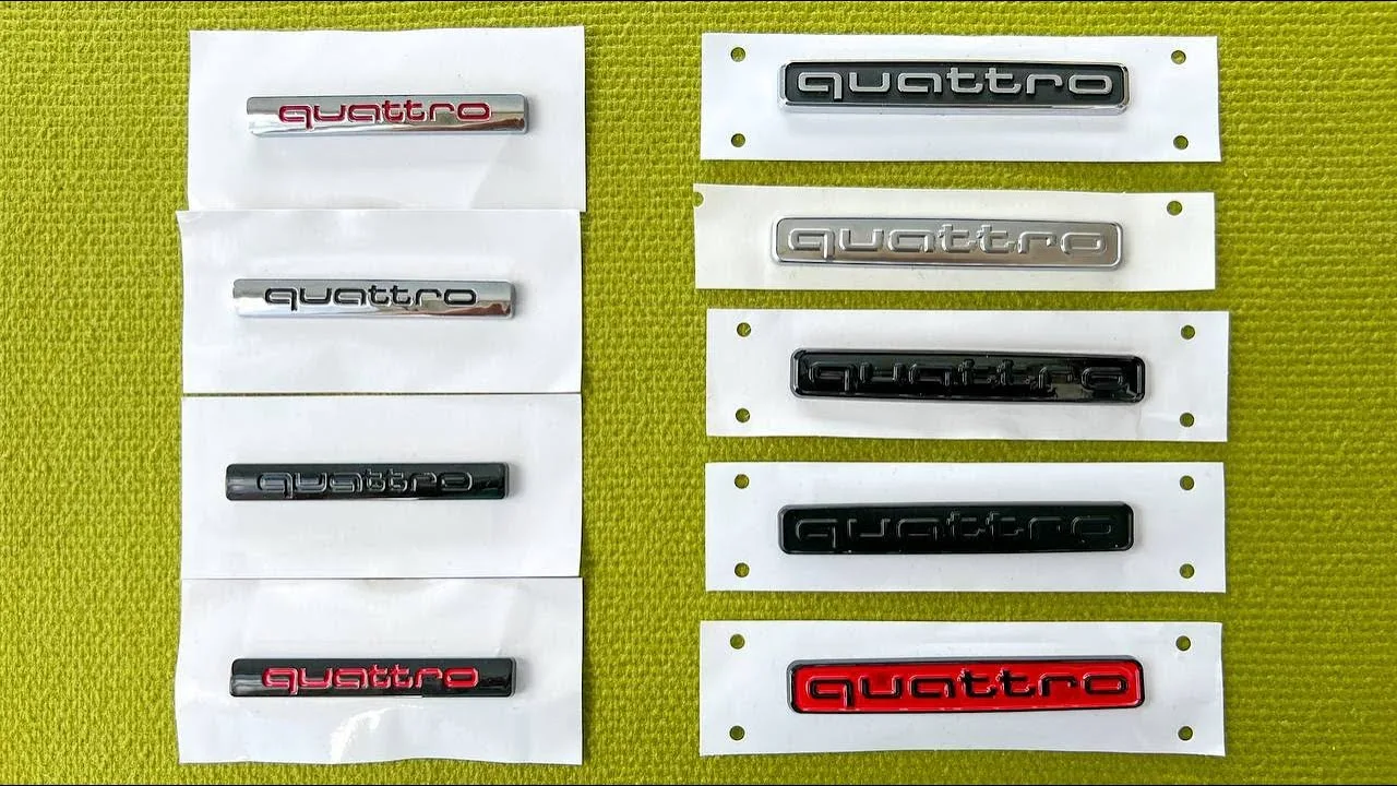 Inscription du logo Quattro Quatro Schildik. Rendez votre Audi unique avec des emblèmes Quattro