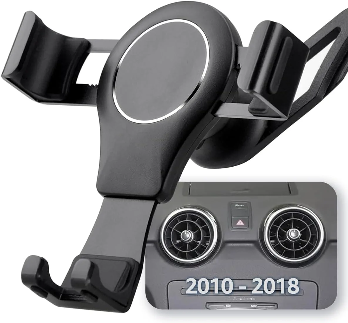 Support de téléphone de voiture pour Audi A1, support de téléphone rotatif à 360 ° pour grille d’aération de voiture, support de téléphone par gravité en métal en alliage d’aluminium, silicone antidérapant universel (noir)
