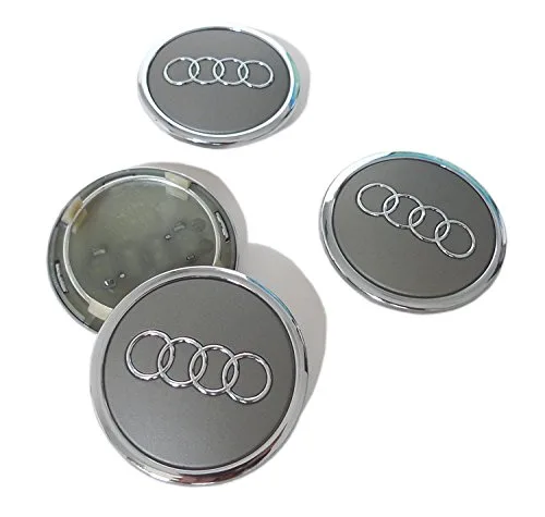 Jeu de 4 caches centraux pour jantes en alliage avec logo 69 mm, gris