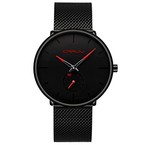 Dayllon Montres à Quartz pour Homme Minimaliste, Analogique Affichage de la Montre Bracelet avec Maille Milanaise Bracelet en Acier Inoxydable