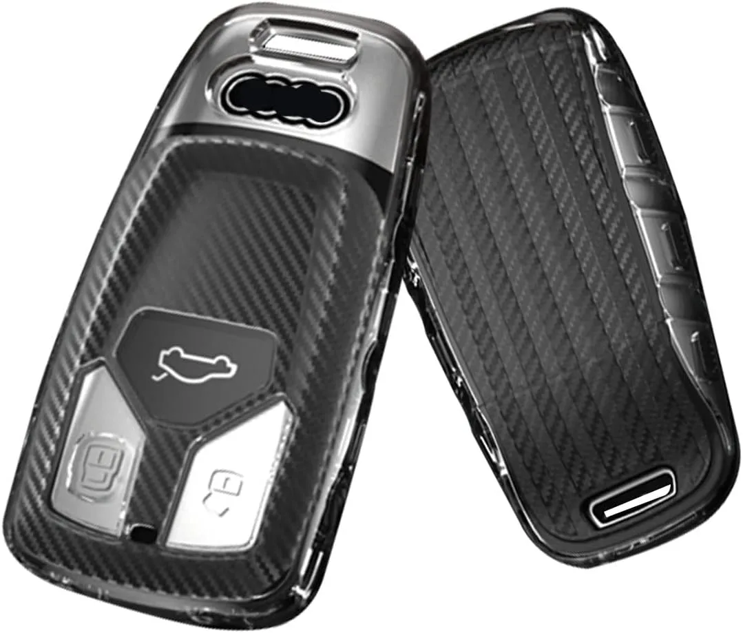 Gleamydot Étui à clés compatible avec Audi A4 B9 A5 Q7 Q2 TT Q5 Transparent Accessoires pour clés de voiture (Blanc)