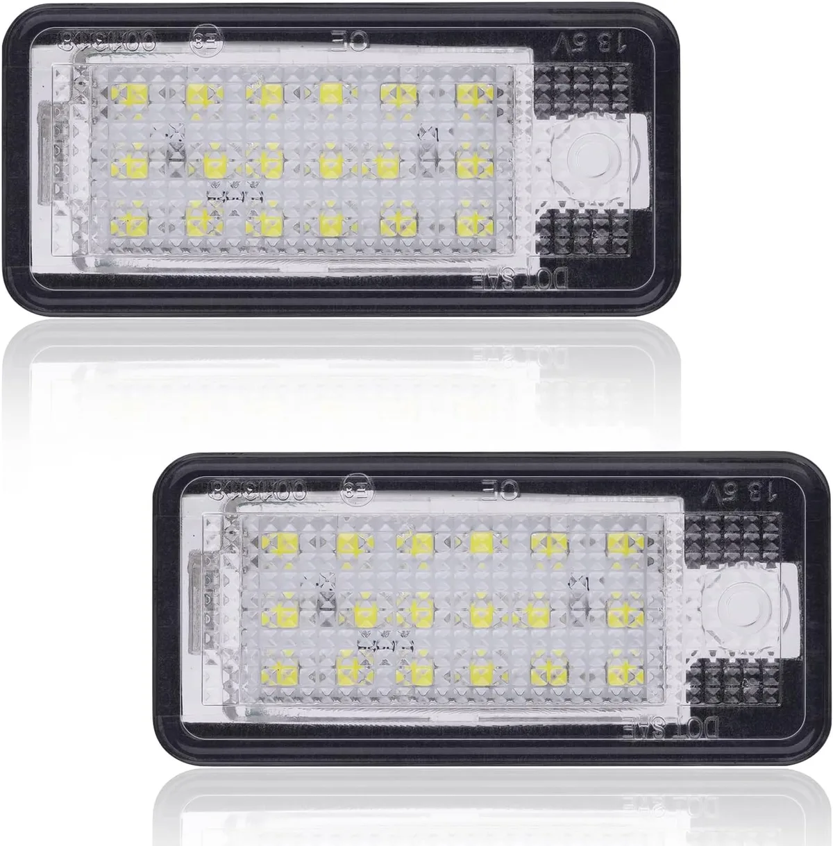 URAQT Ampoules LED de plaque d’immatriculation super lumineuses CanBus sans erreur 6000 K Xénon blanc 18SMD, 2 pièces LED éclairage de plaque d’immatriculation pour A/udi A3 S3 A4 S4 A6 S6 C6 A8 S8 Q7 RS4 RS6