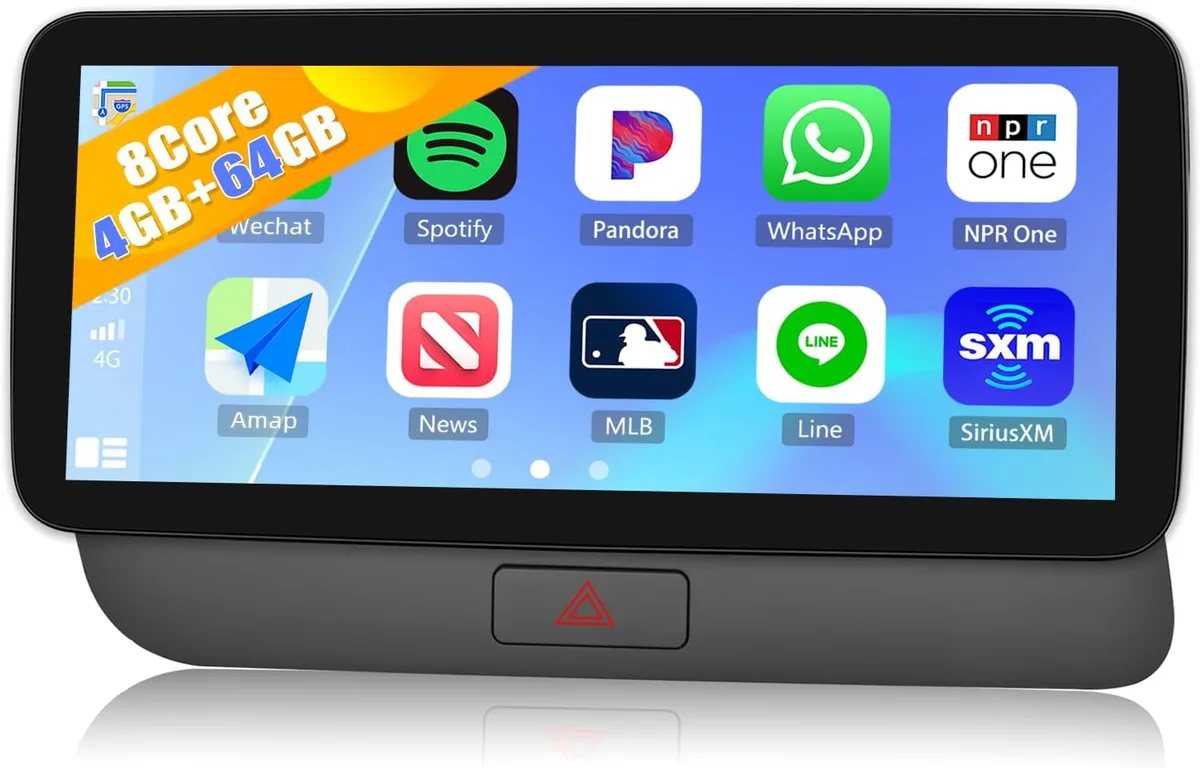 CAMECHO Android 13 pour Audi Q5 8R Radio multimédia 2009-2017 Radio multimédia avec écran tactile 10,25 pouces, système NBT, 4 Go de RAM + 64 Go de ROM, Carplay/Android Auto/Bluetooth/WIFI/4G
