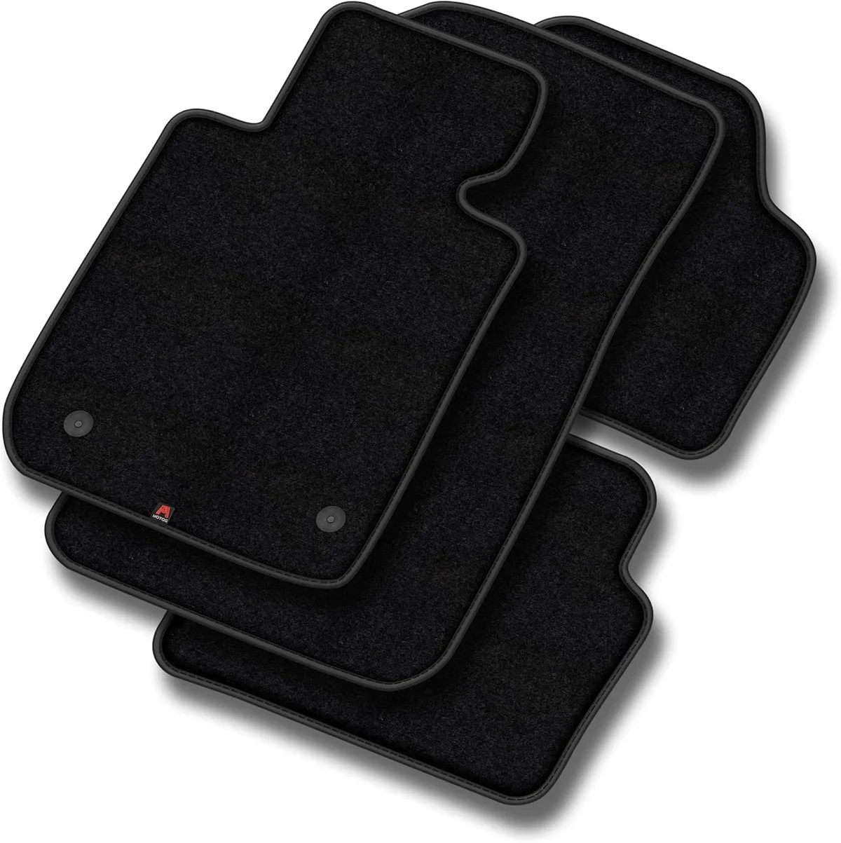 Tapis de voiture en velours premium M MOTOS pour Audi Q7 I 4L 2006-2015 – Premium, Mat, Noir – Découvrez un nouveau confort de conduite avec un jeu de tapis de sol en velours pour votre tapis de voiture