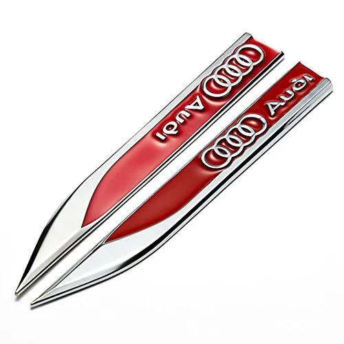 Wallner 1 Paire de Stickers 3D en métal pour Voiture de véhicule avec Logo pour Audi – Red
