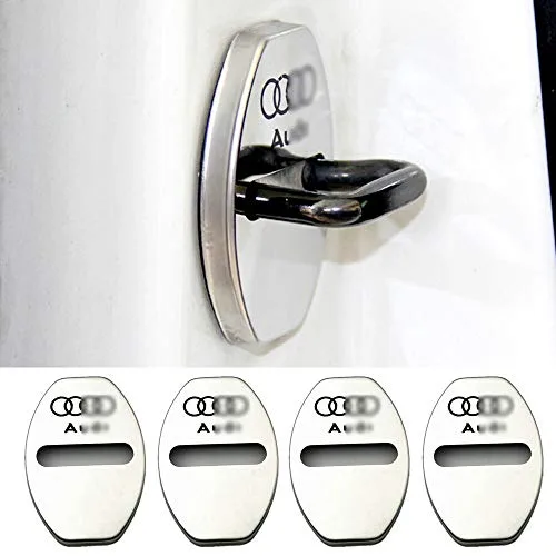 YYD 4PCS Audi Couvercle de Serrure de Porte en Acier Inoxydable – Convient pour Audi A3 A4L A6L Q3 Q5 Couvercle de Serrure de Porte Serrure de Porte en Acier Inoxydable Cache-Rouille,Argent