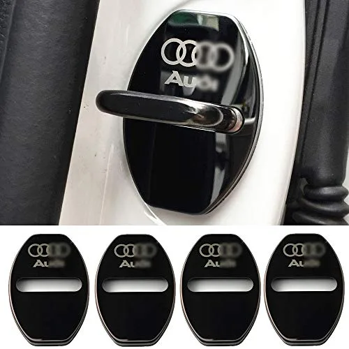YYD 4PCS Audi Couvercle de Serrure de Porte en Acier Inoxydable – Convient pour Audi A3 A4L A6L Q3 Q5 Couvercle de Serrure de Porte Serrure de Porte en Acier Inoxydable Cache-Rouille,Noir