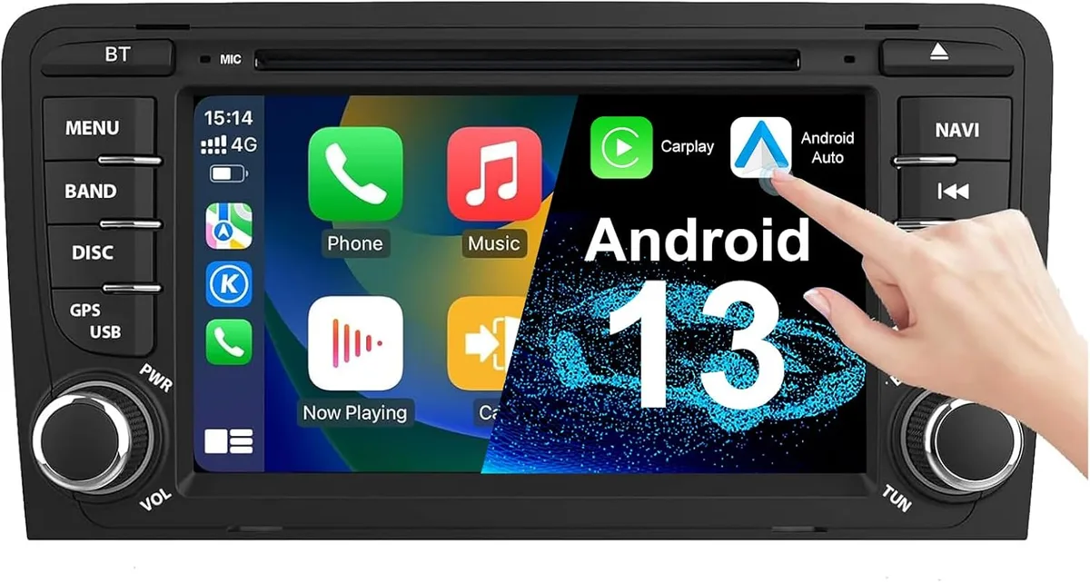 NVGOTEV Radio automatique Android 13 pour Audi A3 S3 RS3 2003-2012, radio 7 pouces avec GPS Navi Dab + FM RDS 4G WiFi Bluetooth SWC Support Carplay Android Auto (Octa-Core, 4 Go de ROM + 64 Go de ROM)