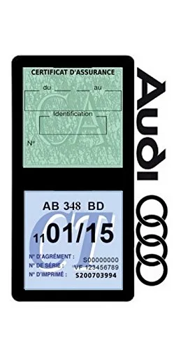 Générique Vignette Assurance Compatible avec Audi Noir Double Pochette adhésif Voiture Stickers Auto rétro