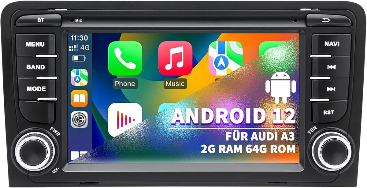Autoradio pour Audi A3 S3 8P RS3 2003 2004 2005 2006 2007 2008 2009 2010 2011 2012, système Android 12 2G+64G avec Android Auto CarPlay, écran tactile 7&Prime;, prend en charge GPS Navi WLAN BT5.0 Radio