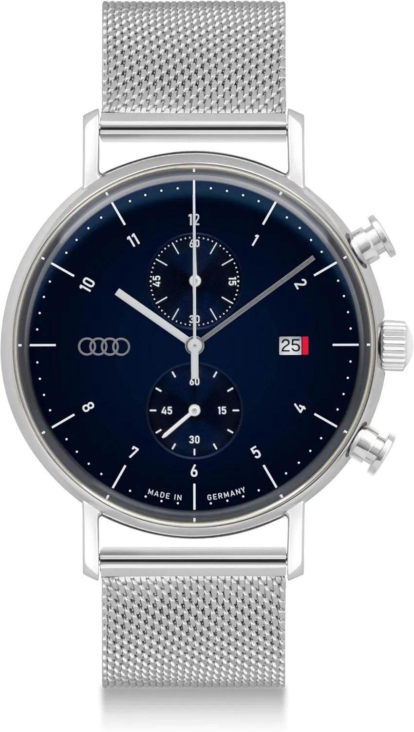 Audi collection Montre Chronographe Homme avec Logo Argent/Bleu 3102200300