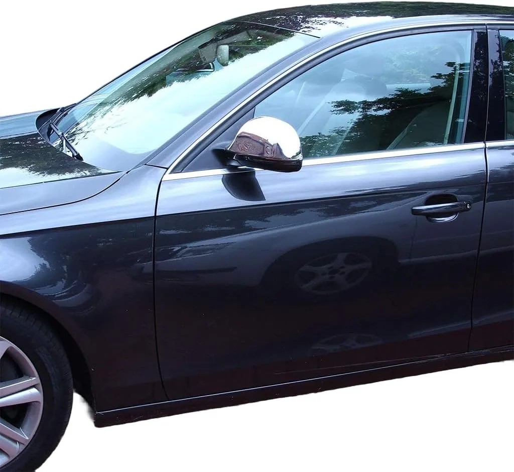 Coques de rétroviseurs chromées valables pour AUDI A3 A4 A5 A6 A8 (2008-2010) | AUDI Q3 2011-2018 Ensemble de 2 housses de rétroviseurs extérieurs en acier inoxydable